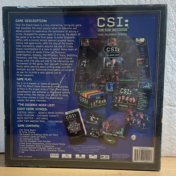 CSI the Board Game Crime Scene Investigation Grissom New Factory Sealed Gift! - Picture 2 of 4